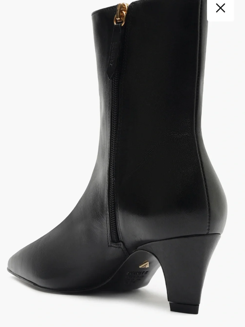 SCHUTZ Dellia Black Leather Square Toe Ankle Boots - Size 8